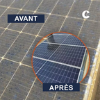 avant apres application produit entretien pour panneaux solaires metal oxides removal agent fabrique par chemitek solar et distribue par voltaclean shop