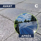 avant apres application produit entretien pour panneaux solaires lichen removal agent fabrique par chemitek solar et distribue par voltaclean shop