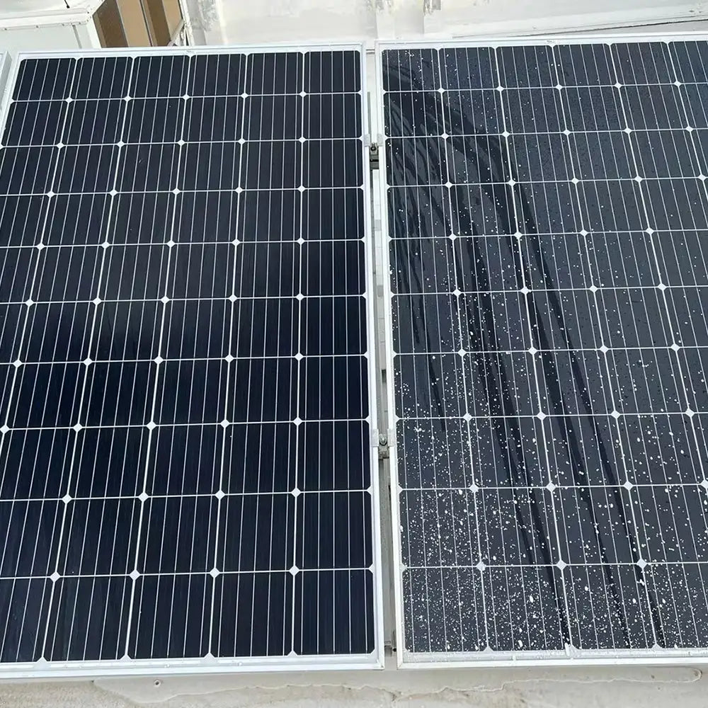 avant apres application produit entretien pour panneaux solaires paint removal agent fabrique par chemitek solar et distribue par voltaclean shop