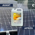 avant apres produit entretien pour panneaux solaires solar protect wash fabrique par chemitek solar et distribue par voltaclean shop