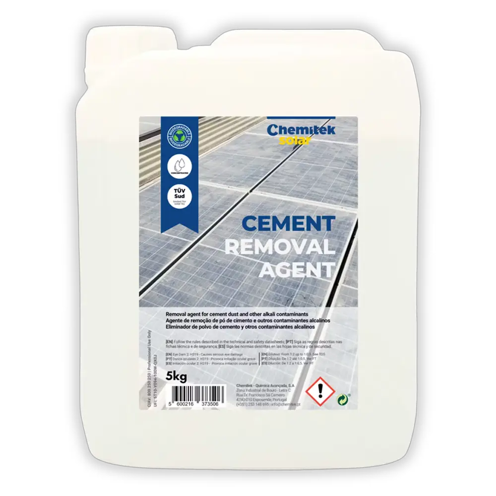 produit entretien pour panneaux solaires cement removal agent fabrique par chemitek solar et distribue par voltaclean shop