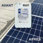 avant apres application produit entretien pour panneaux solaires cement removal agent fabrique par chemitek solar et distribue par voltaclean shop